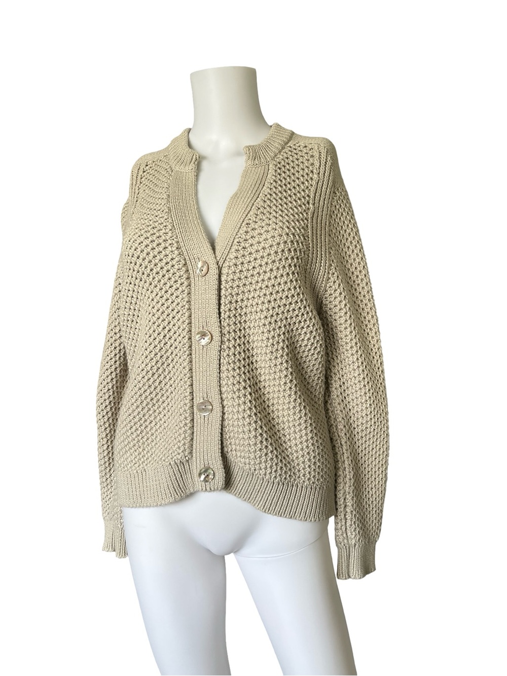 Kilte Tracy Cardigan Sweater Knit Oatmeal Tan Neutral Womens Size 1 Small